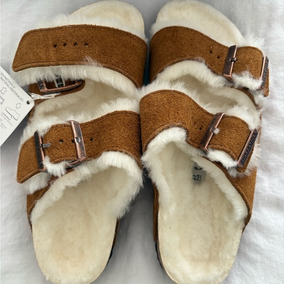 Birkenstock Arizona Fur Sandals - Picture 3 of 4